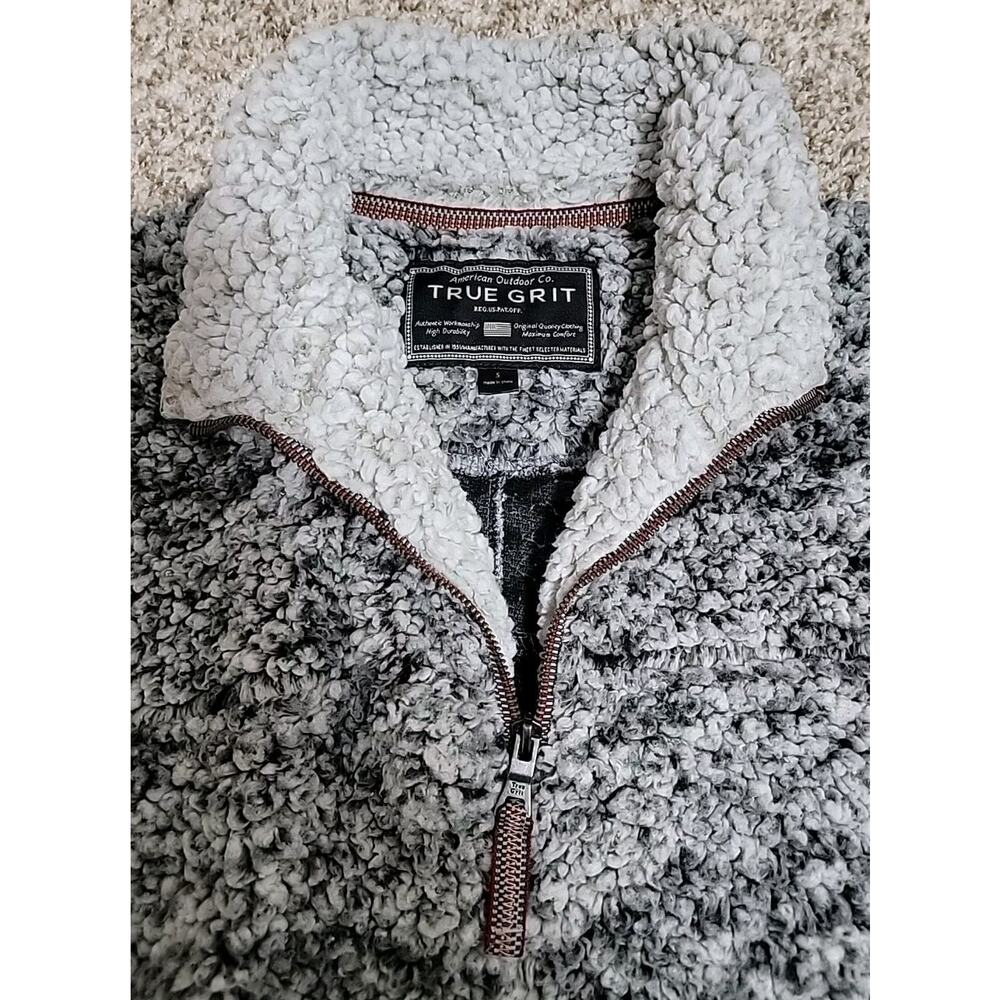 True Grit Womens Gray Long Sleeve 1/4 Zip Fleece Casual Pullover Sweatshirt Sz S
